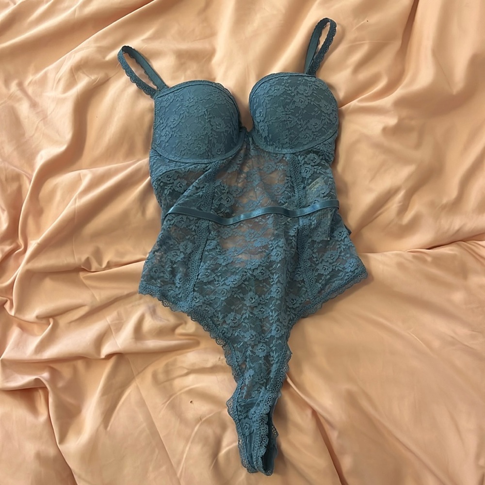 Blue Lace Bodysuit - Size Smal